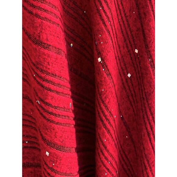 Sexy Christmas Pompom White Fur Trimmed Knit Mini Red Dress XS, S, M, L - Picture 5 of 6